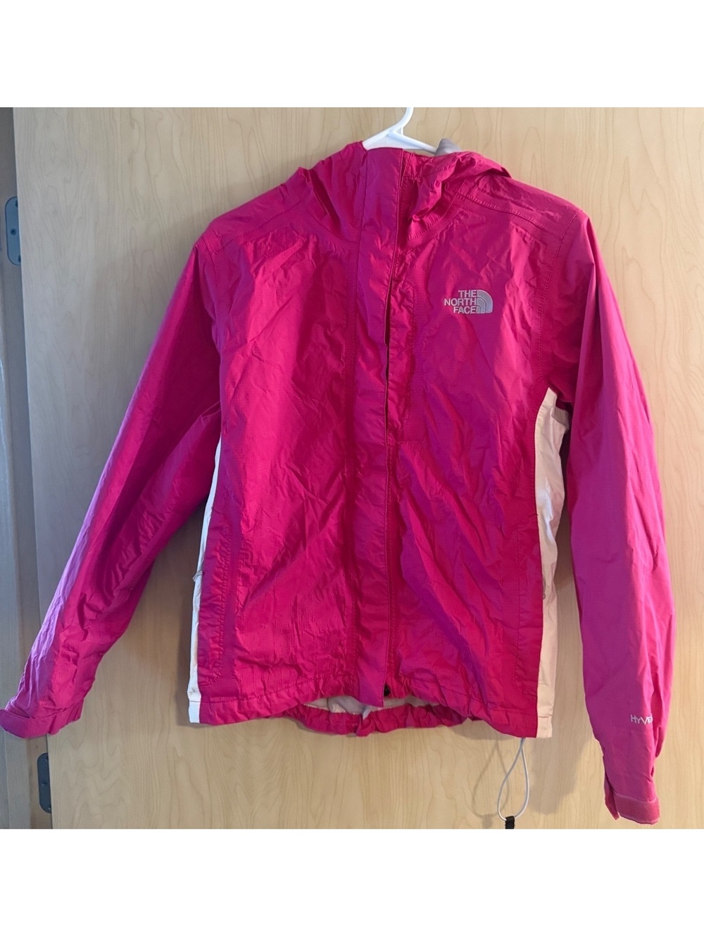 The north face hi-vent rain jacket pink and white color block  size small